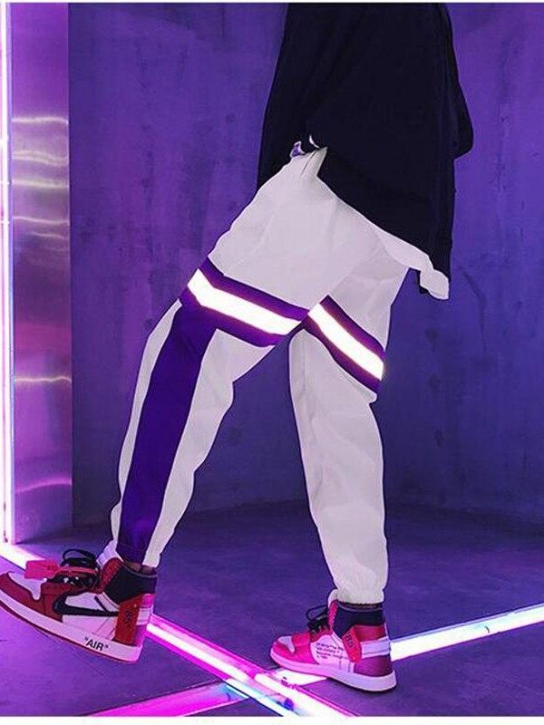 New Hip Hop Reflective pants Harajuku Casual Black Cargo Pants Women Elastic High Waist Pants Streetwear Sweatpants Jogger - Takalr