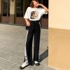 Spring Split Wide Leg Pants Straight  Pants Female Student Wide Leg Pants Loose Harajuku BF Streetwear Joggers - Takalr