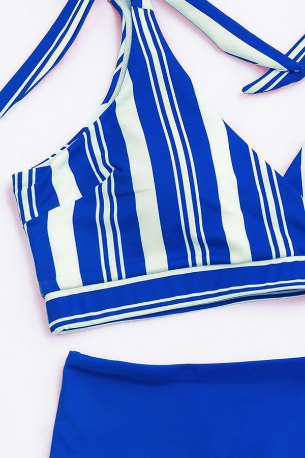 High Waist Bikinis Swimsuits 2021 Swimwear Women Top Wrap Biquini Beachwear Strap Bow Bathing Suits Striped Bikini Set - Takalr