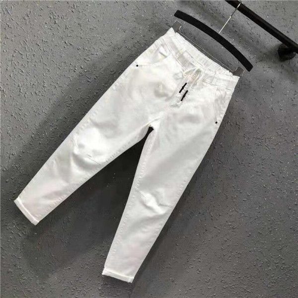 Nine points trousers jeans spring autumn Loose Joggers wide leg sweatpants women loose high waist carrot pants harem pants - Takalr