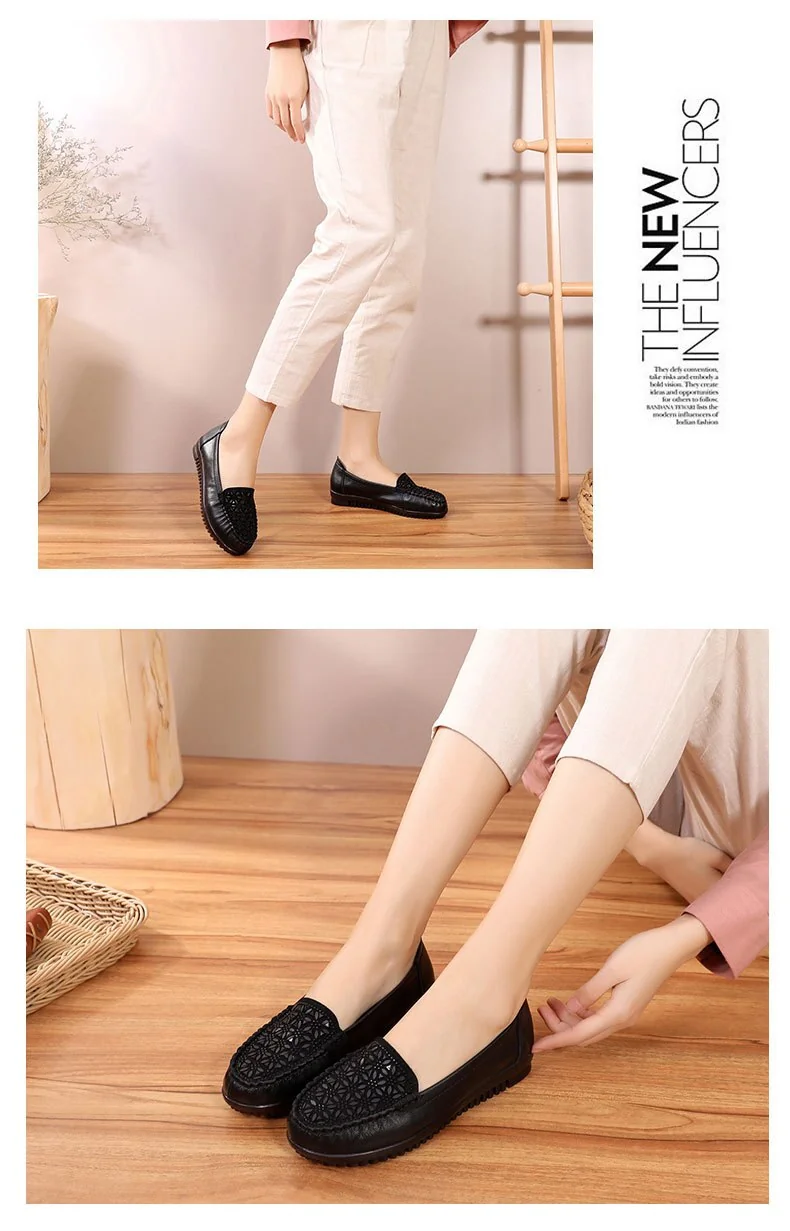 Soft Genuine Leather Flat Shoes Women Flats with Crystal Ladies Shoes Women Designers Loafers Slip On - Image 7