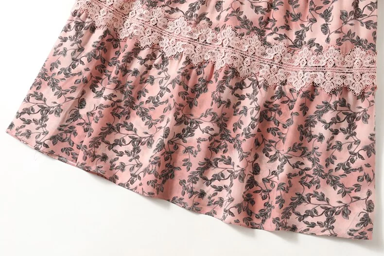 100% Natural Silk Women's Dresses O Neck Long Sleeves Ruffles Tired Lace Patchwork Printed Fashin Dress Vestidos - Image 14