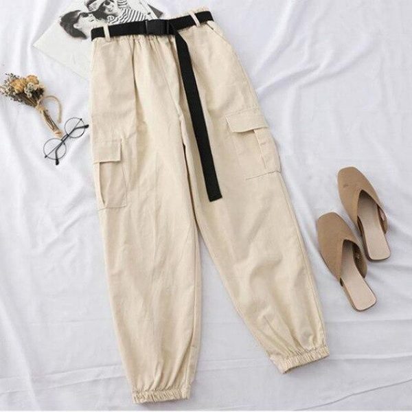 Harajuku Streetwear Cargo Pants Women Casual Joggers Sweatpants High Waist Loose Female Trousers Streetwear Pantalon Belt - Takalr