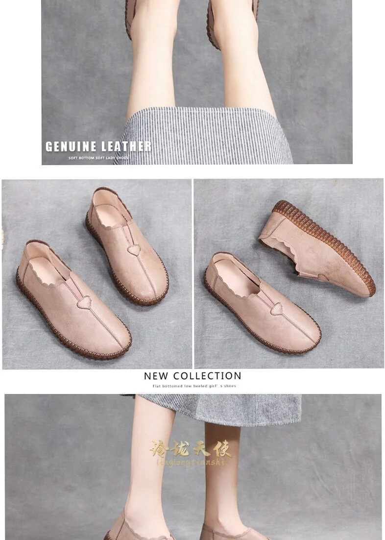 Genuine Leather Retro Shoes for Women Slip On Flats Ladies Casual Soft Loafers Female Spring Solid Driving Footwear - Image 8