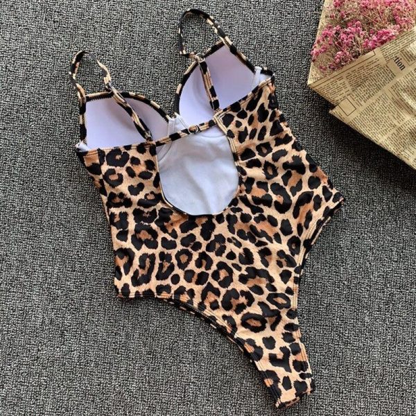 Push Up Swimsuit One Piece Swimwear Women 2021 Leopard Bathing Suits U-back Women's Swimsuits Fused High Cut Beachwear - Takalr