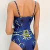 Sexy Printed Bra Cup Push Up One Piece Swimsuit Women Swimwear Female Lace Ruffled Frilled Bather Bathing Suit Swim - Takalr