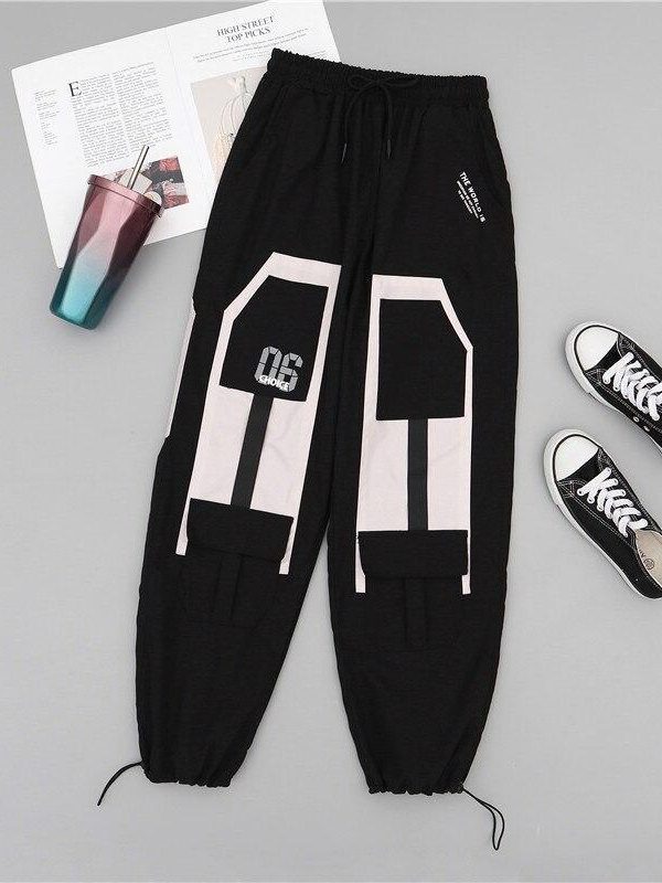 Harajuku Big Pocket Cargo Pants Women High Waist Streetwear Wide leg Casual Pants Women - Takalr