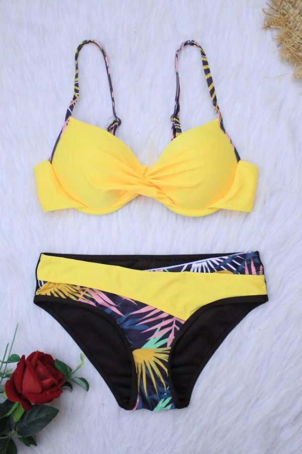 2021 New Sexy Push Up Bikinis Set Swimwear Women Swimsuits Bathing Suit Women Halter biquini Leaf Print Beach Wear Bikini - Takalr