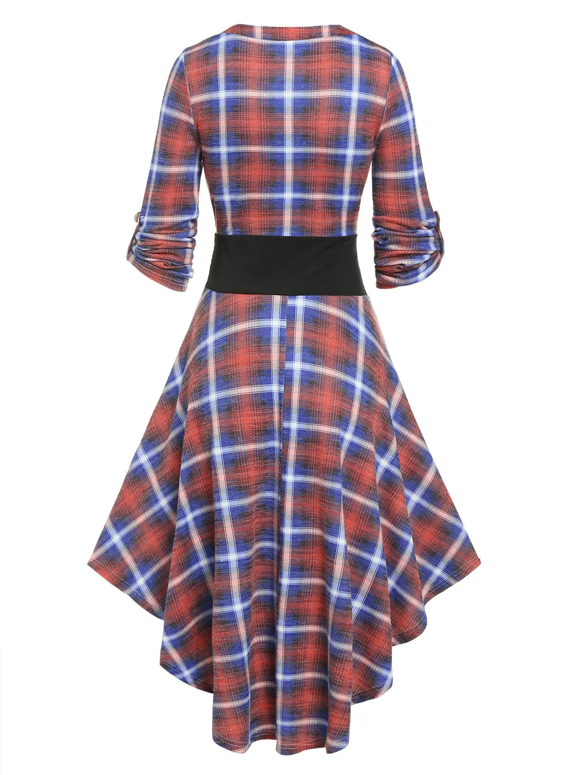Plaid Buttons Bow Shirt Dress New - Image 2