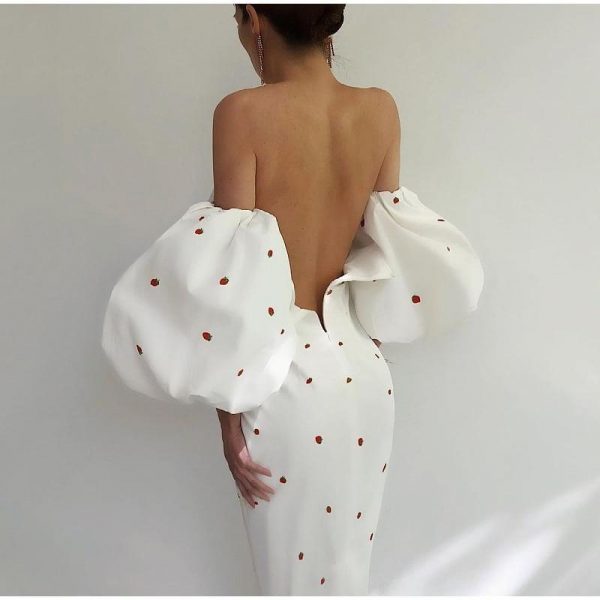 Polka Dot High Waist Midi Dresses Women V-Neck Sweet Long Puff Sleeve Elegant Dress Female 2021 Christmas Lady Party Vestidos - Takalr