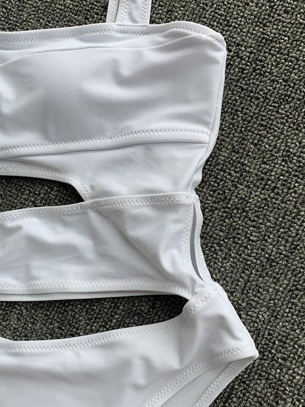 2021 Cut Out One Piece Swimsuit Female Sexy Push Up Monokini White High Cut Swimwear Women Beachwear New Bathing Suits - Takalr