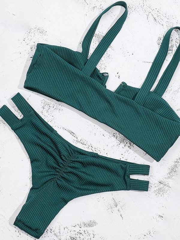 Bow Green Bikinis Push Up Bikini 2021 New Arrival Hollow Out Underwire Low Waist Swimsuit Sexy Swimwear Women Biquini - Takalr