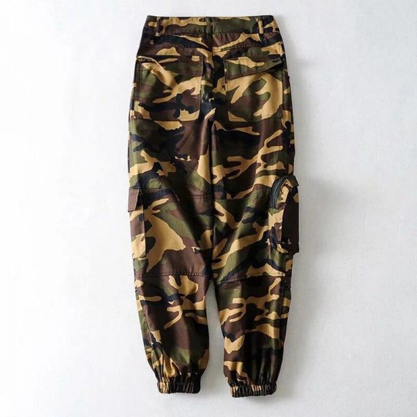 Spring Big Pocket Handsome Cargo Pants Zipper High Waist Camouflage Casual Streetwear Trousers Hip Hop Loose Sport Pants - Takalr