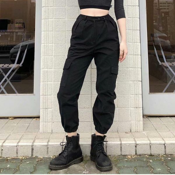 Spring Sports Elastic High Waist Big Pocket Sweatpants Female Streetwear Loose Casual Harem Pants  Women Trousers Plus Size - Takalr