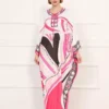 Women's Runway Dresses O Neck Lace Up Loose Design Printed Sexy Side Split Fashion Casual Long Maxi Dresses