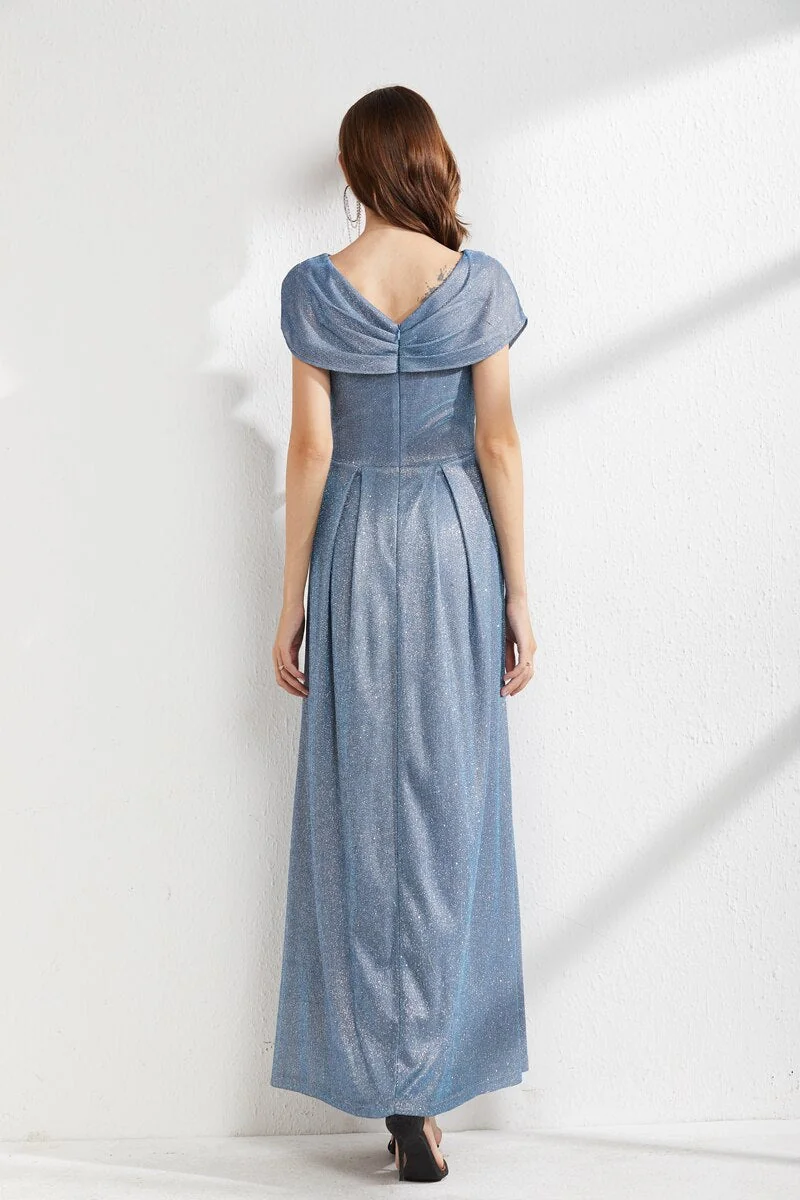 Women's Runway Dresses V Neck Cape Sleeves Criss Cross Elegant Long Maxi Dress Party Prom - Image 6