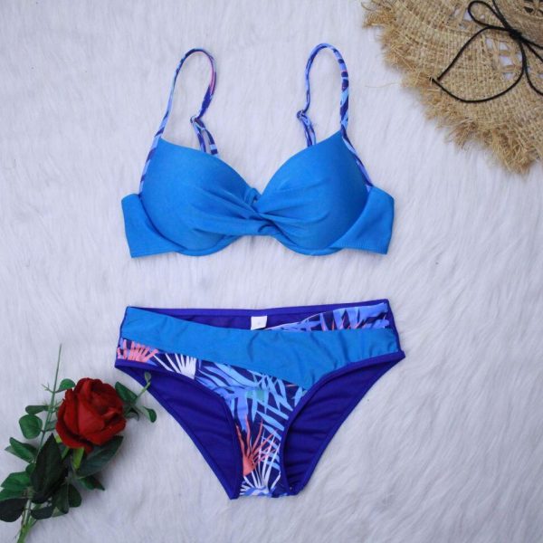 2021 New Sexy Push Up Bikinis Set Swimwear Women Swimsuits Bathing Suit Women Halter biquini Leaf Print Beach Wear Bikini - Takalr