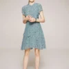 100% Silk Women's Dresses Stand Collar Short Sleeves Printed Floral Asymmetrical Elegant Fashion Dresses