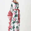 Women's Runway Dresses Sexy One Shoulder Ruffles Floral Printed Sash Belt Loose Design Fashion Long Maxi Bohemian Dresses