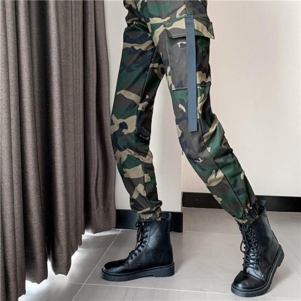 Women Suspenders Military Camouflage Pants Ladies Army High Waist Sweatpants Loose Camo Pants Trousers Hip Pop Street Joggers - Takalr