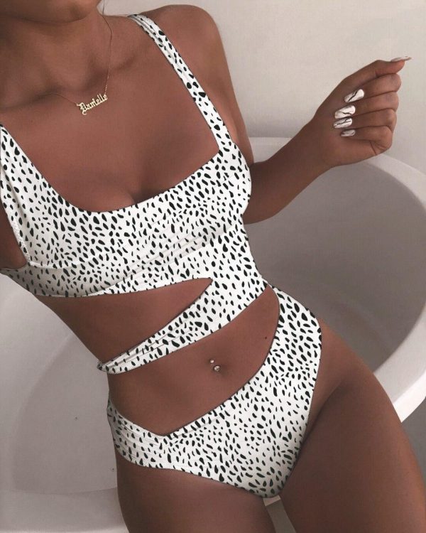 2021 Cut Out One Piece Swimsuit Female Sexy Push Up Monokini White High Cut Swimwear Women Beachwear New Bathing Suits - Takalr