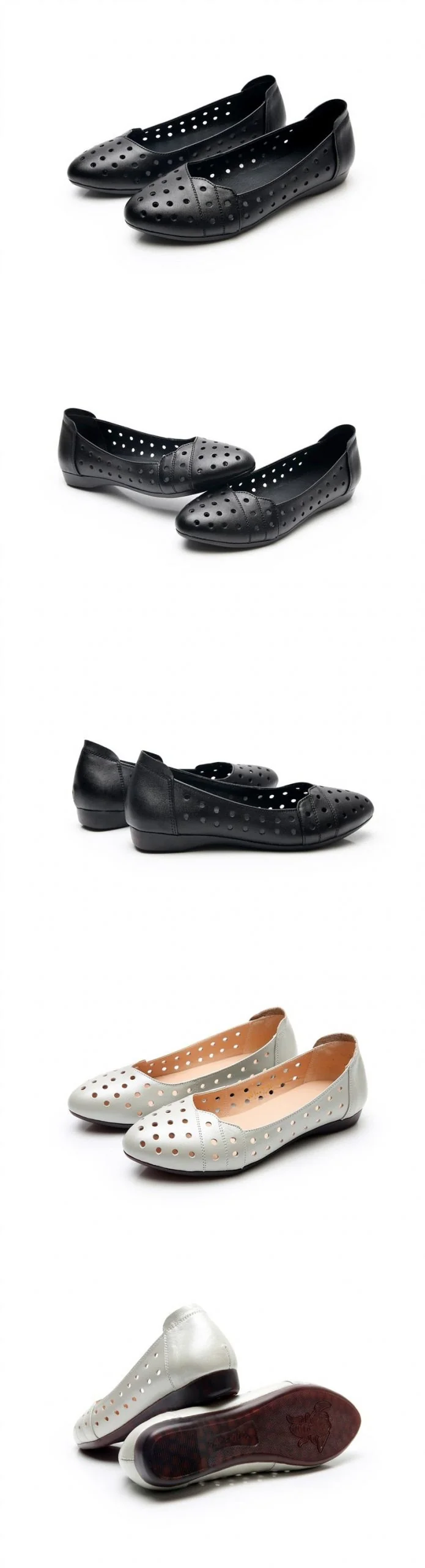 Women Flat shoes Low Heel Hollow Out Breathable Leather Soft Sandals - Image 11