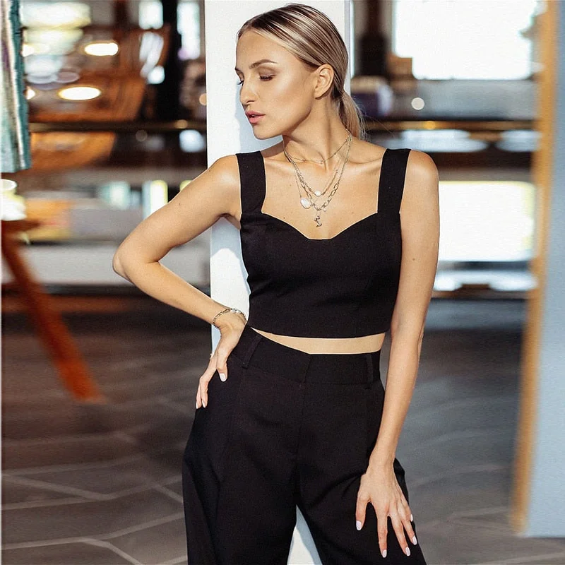 Women Crop Top Party Club Pure Color Backless Sexy Sling Short Top - Image 3
