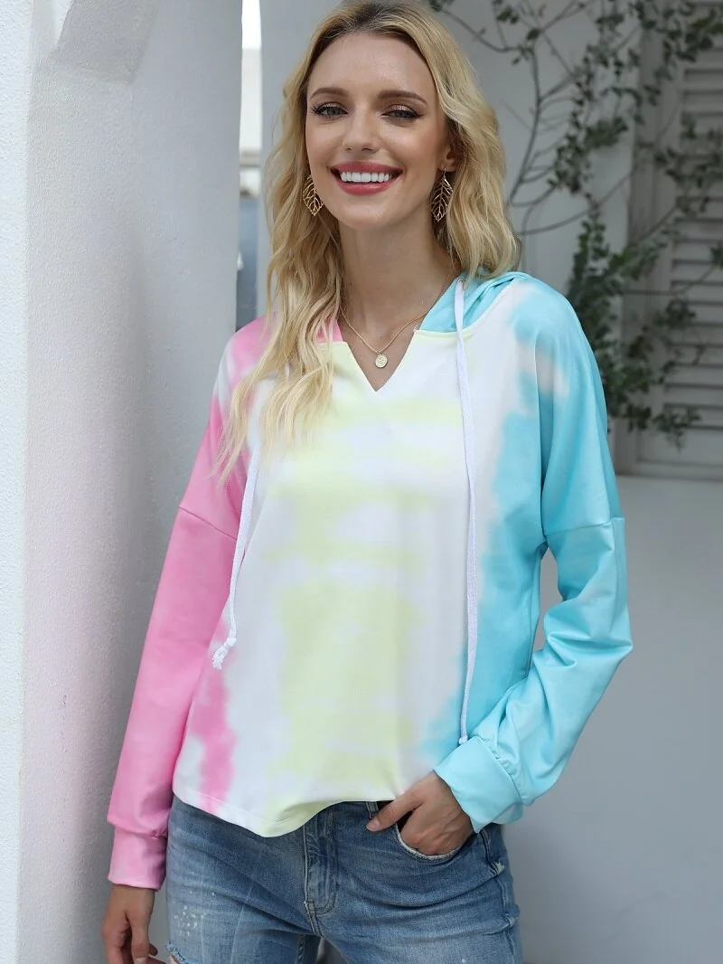 Hoodies Women Fashion Tie Dye Print Sweatshirt Oversized Drawstring Long Sleeve Winter Sport Women Casual Clothes Hoodie - Image 24