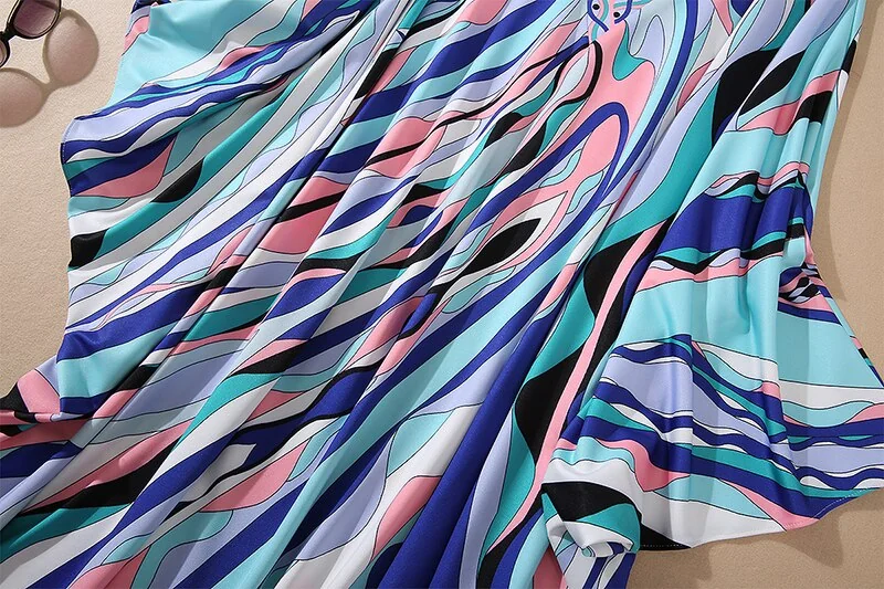 Women's Runway Dresses Sexy V Neck Batwing Sleeves Printed Knitted Loose Design Long Spit Fashion Dresses - Image 12