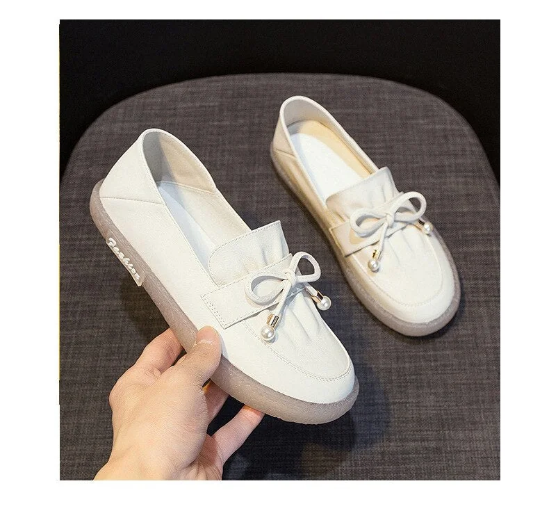 Fashion Genuine Leather Breathable Sneakers Women Flats Ladies Slip on Fashion White Shoes Zapatos De Mujer Zapatos - Image 5