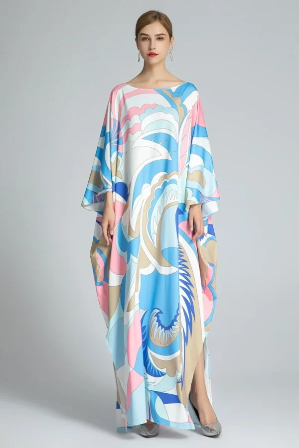 Women's Runway Dresses O Neck Batwing Sleeves Knitted Printed Elegant Long Autumn Robes High Street  Vestidos