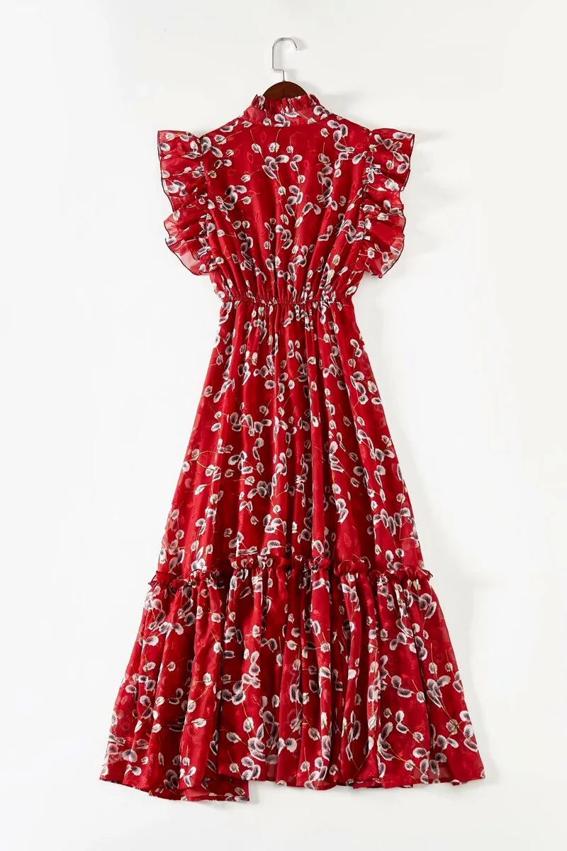 Women's Runway Dresses Lace Up Collar Ruffles Printed Tiered Elegant Casual Designer Dresses Vestido - Image 10