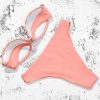 Shell Solid Bikinis Hard Pack Underwire Sexy Bikini 2021 New Arrival Strapless Mid Waist Swimsuit Pink Swimwear Women - Takalr