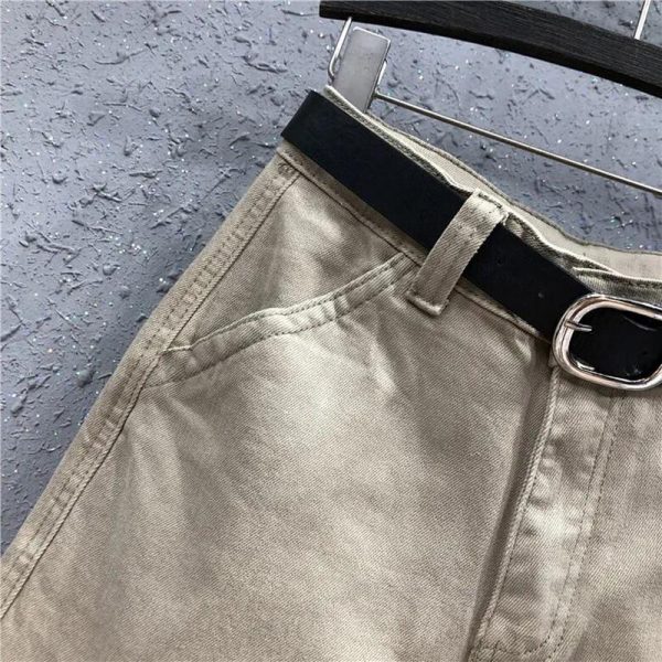 high waist pants sashes pockets office ladies pants  women's spring autumn large size loose waist casual nine-point pant - Takalr