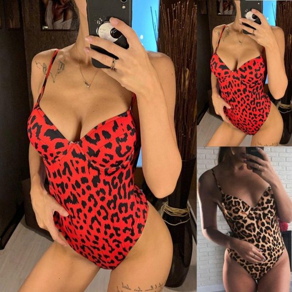 Push Up Swimsuit One Piece Swimwear Women 2021 Leopard Bathing Suits U-back Women's Swimsuits Fused High Cut Beachwear - Takalr