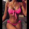 2021 Bikinis Mujer Sexy Ruffle Swimwear Women Tie Front Swimsuit Polka Dot Print Biquini Beach Wear Bathers Bathing Suit - Takalr