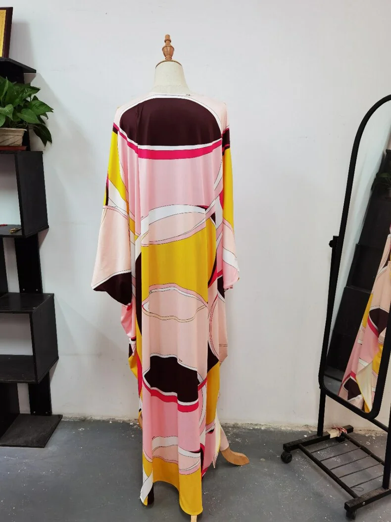 Women's Runway Dresses O Neck Batwing Sleeves Lace Up Printed Fashion Long Holiday Dress in Plus Sizes - Image 10