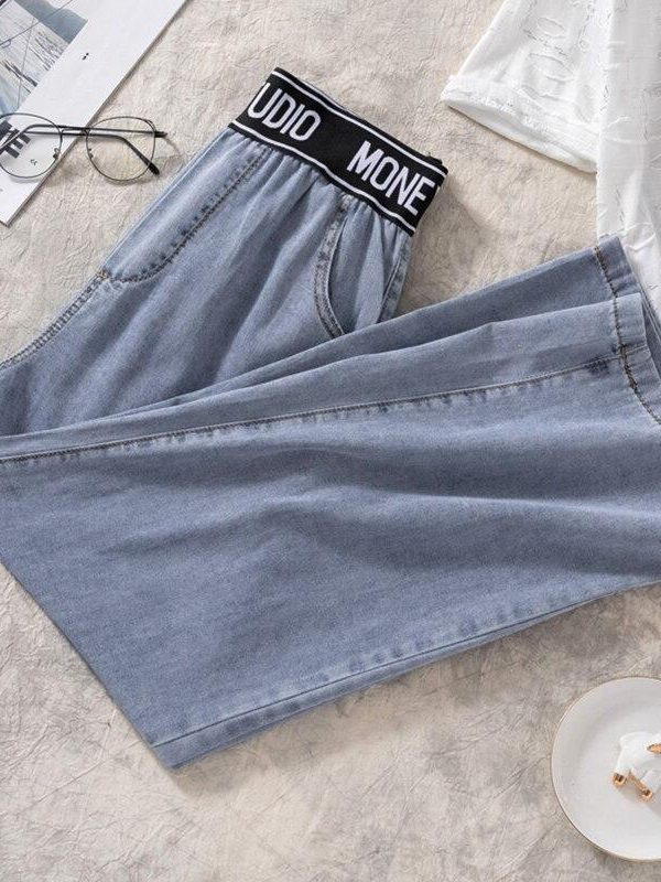 plus size 4XL joggers women's summer  thick female pants high waist jeans women straight straight loose wide leg pants - Takalr