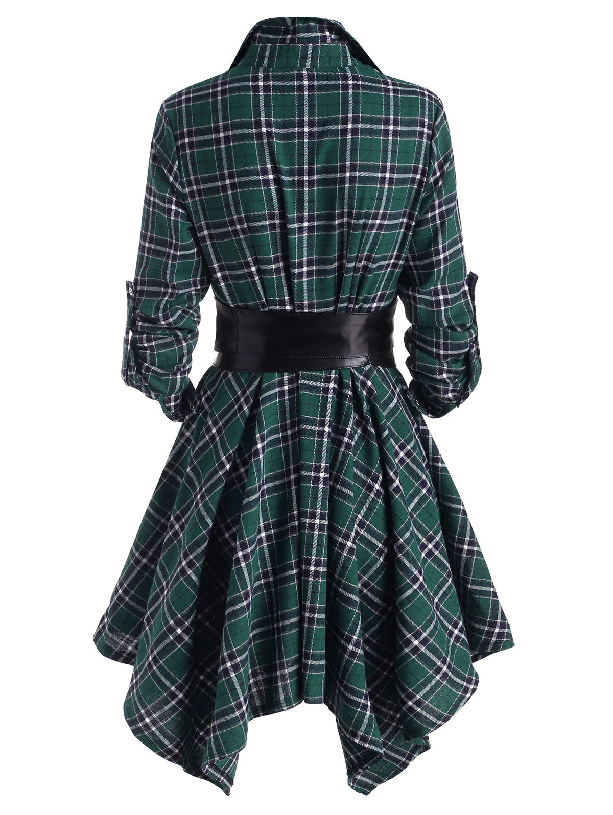 Handkerchief Dress Fashion Plaid Print Button Up Long Sleeve Shirt Dress Fall Clothes for Women Casual Short Dresses - Image 18