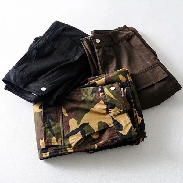 Spring Big Pocket Handsome Cargo Pants Zipper High Waist Camouflage Casual Streetwear Trousers Hip Hop Loose Sport Pants - Takalr