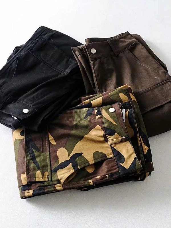 Spring Big Pocket Handsome Cargo Pants Zipper High Waist Camouflage Casual Streetwear Trousers Hip Hop Loose Sport Pants - Takalr