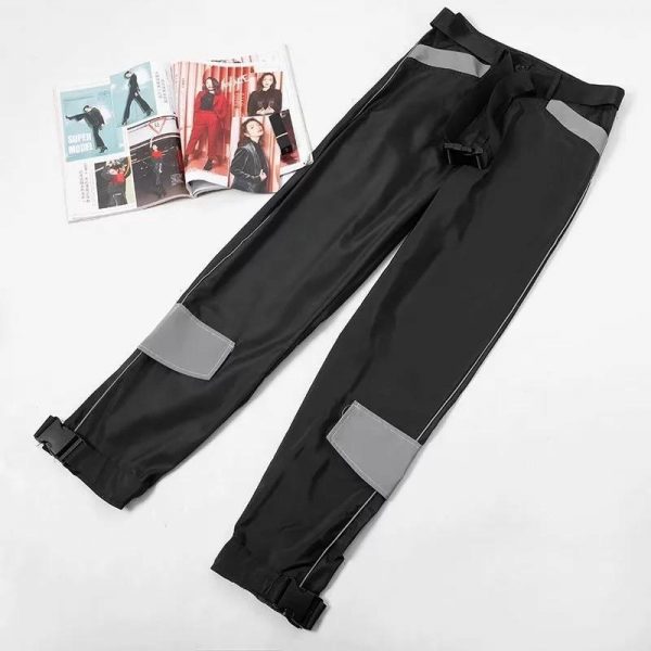 Spring Reflective Cargo Pants Women Casual Harajuku BF Reflective SweatPants  Women Loose Solid Black Trousers Pocket - Takalr