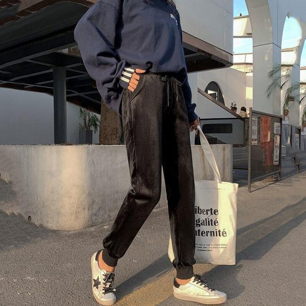 Winter Thick Warm Soft Sweatpants Comfortable Double-sided Velvet Casual Joggers Pants Female  Loose Long Plus Warm Pants - Takalr