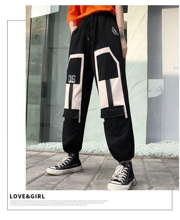 Harajuku Big Pocket Cargo Pants Women High Waist Streetwear Wide leg Casual Pants Women - Takalr