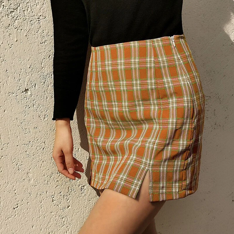Fashion Plaid Preppy Style A-Line Mini Skirt Classic Elegant High Quality Sexy Split Hip Skirt Autumn Arrival - Image 14