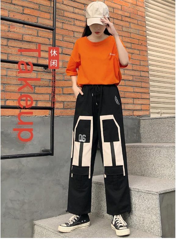 Harajuku Big Pocket Cargo Pants Women High Waist Streetwear Wide leg Casual Pants Women - Takalr