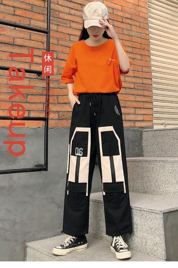 Harajuku Big Pocket Cargo Pants Women High Waist Streetwear Wide leg Casual Pants Women - Takalr