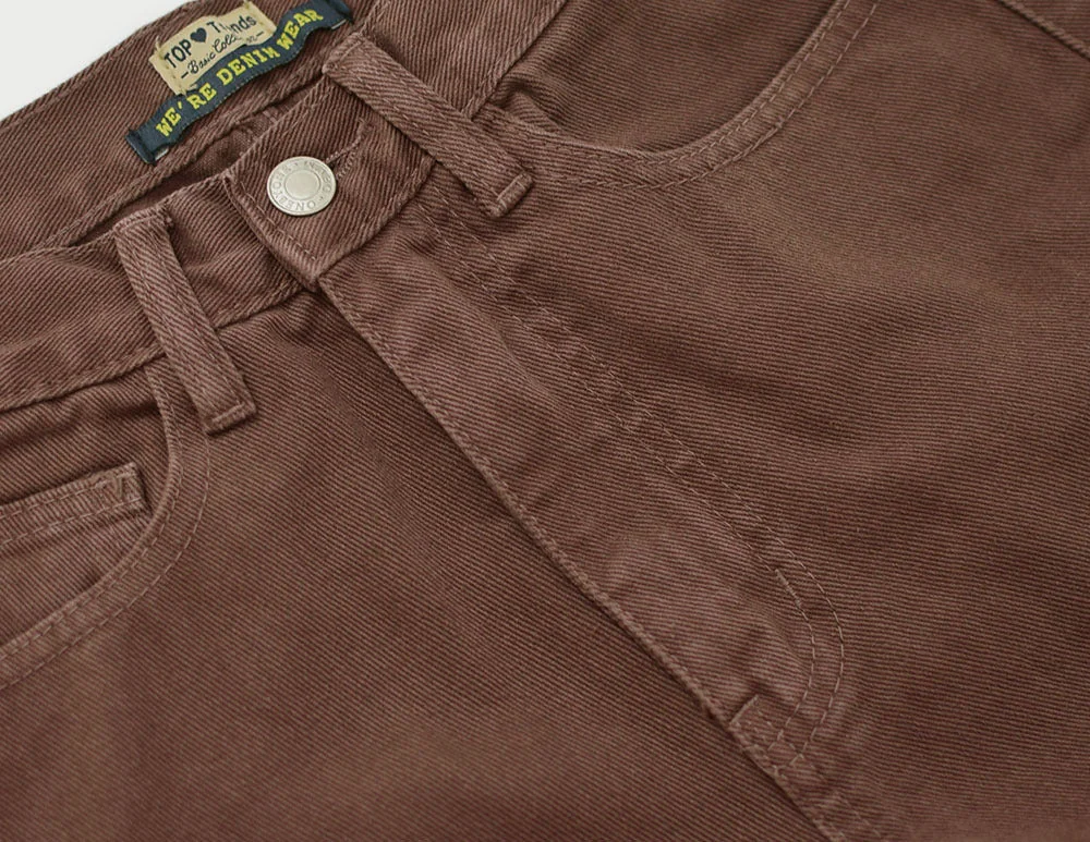 High Waist Straight Loose Jeans Chocolate Color Denim Trousers Retro Jeans - Image 13