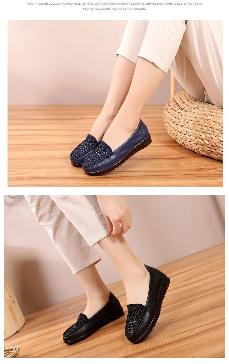 Soft Genuine Leather Flat Shoes Women Flats with Crystal Ladies Shoes Women Designers Loafers Slip On - Image 6