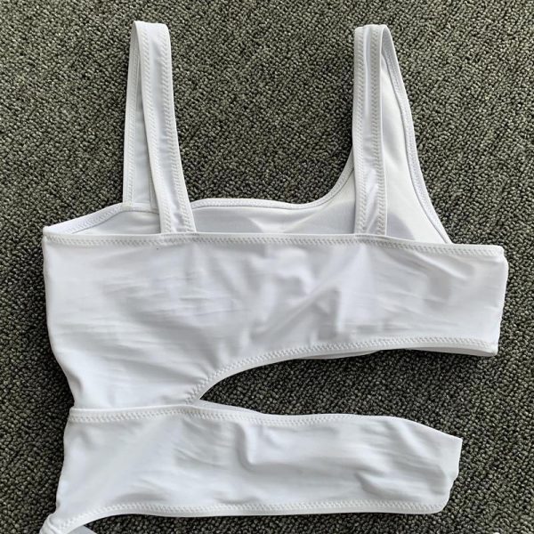 2021 Cut Out One Piece Swimsuit Female Sexy Push Up Monokini White High Cut Swimwear Women Beachwear New Bathing Suits - Takalr